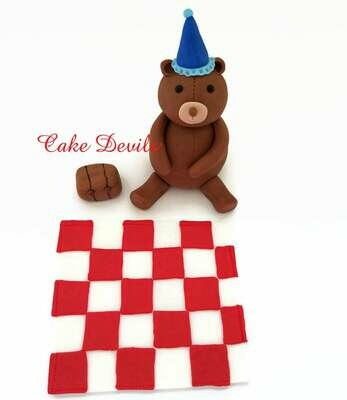 Fondant Teddy Bear Picnic Cake Topper