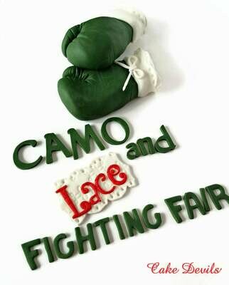 Lace Boxing Gloves Cake Topper, Fondant Camo Boxing Gloves