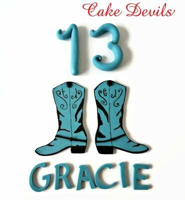 Fondant Cowgirl Cowboy Cake Toppers for a Country Western Birthday Party