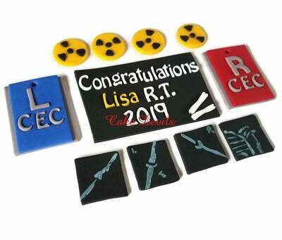 Radiology Fondant Cake Topper Kit, x-rays, xray markers, biohazard, Medical Cake decorations