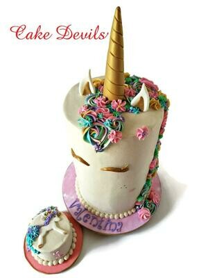 Fondant Unicorn Horn, Ears, and Eye lashes Cake Toppers, Gold Unicorn Cake Kit