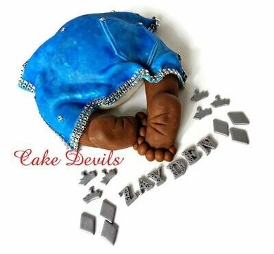 Denim and Diamonds Baby Shower Baby Butt Fondant Cake Topper