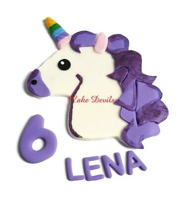 Unicorn Head Cake Topper, Fondant Unicorn head, Unicorn Party, Flat Unicorn, Handmade Edible birthday decorations