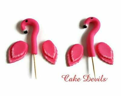 Flamingo Cupcake Toppers, Fondant, Flamingo Birthday Party,  or, Luau