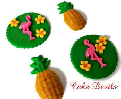 Flamingo and Pineapple Fondant Cupcake Toppers