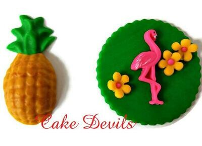 Flamingo and Pineapple Fondant Cupcake Toppers