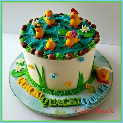 Fondant Ducks Cake Toppers, Five Little Ducks, Easter Cake