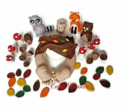 Woodland Creatures Mini Baby Butt Baby and Animals Baby Shower Cake Topper Kit