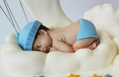 Fondant Baby Sleeping on a Cloud, Baby on Cloud Baby Shower Cake topper