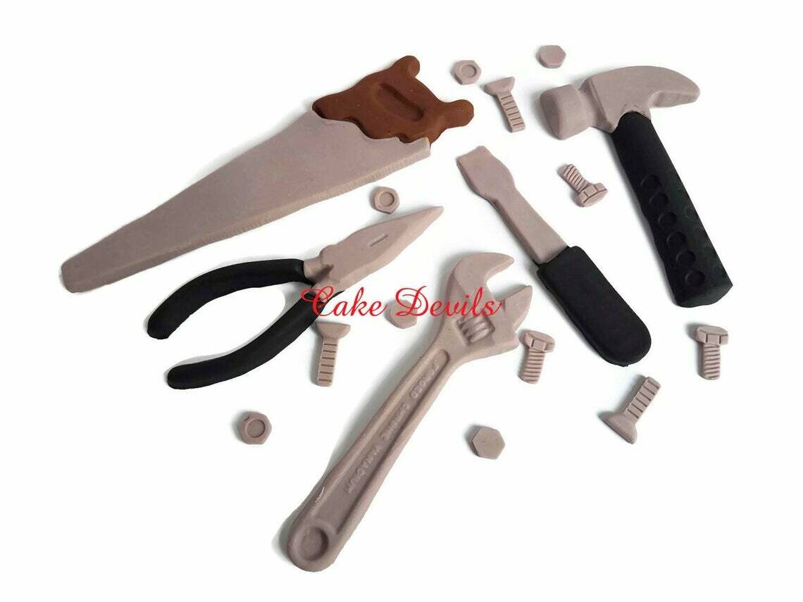 Tools Cake Toppers, Hammer, Saw, Pliers, Screws Cake Decorations, Fondant tools