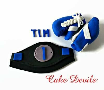 Boxing Gloves Cake Topper with Boxing Belt, fondant