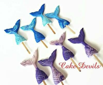 Mermaid Tails and Sea Shells Fondant Cupcake Toppers for Under the Sea Cupcake Decorations