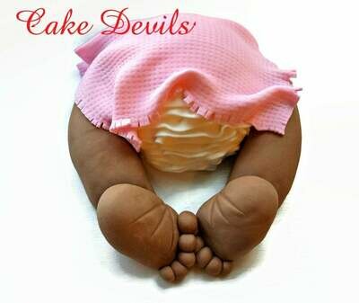 Ruffled Diaper Baby Butt Baby shower Cake Topper - Fondant Baby Butt, Handmade Edible Baby Shower Cake Decorations