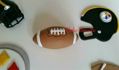 Football theme cake topper kit, Fondant Football and Helmet, Personalized Plaque
