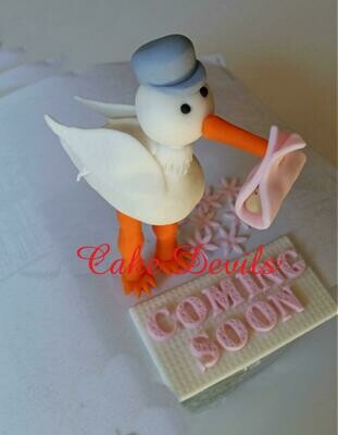 Stork Baby Shower Cake Topper, Fondant 3D Stork Baby Shower Cake Decorations, Baby Shower Cake Decorations, girl, boy