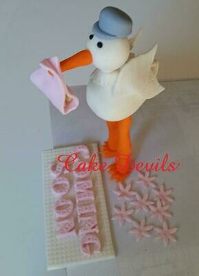 Stork Baby Shower Cake Topper, Fondant 3D Stork Baby Shower Cake Decorations, Baby Shower Cake Decorations, girl, boy