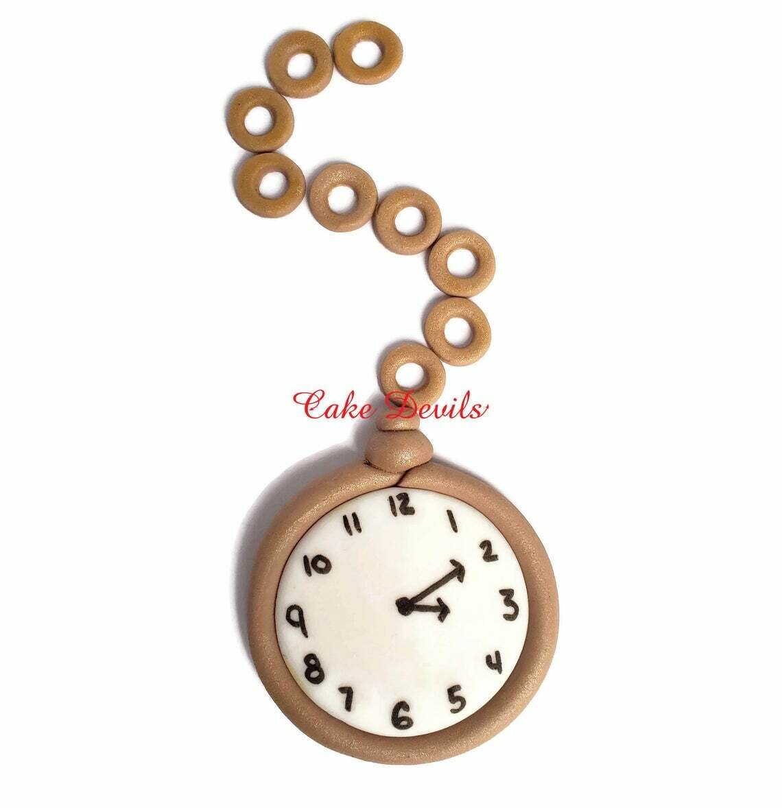 Fondant Pocket Watch Cake Decoration, Great for an Alice in Wonderland themed cake