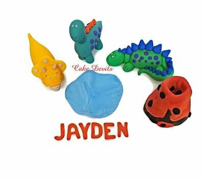 Dinosaur Cake kit with Fondant Volcano Cake Topper