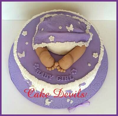 Baby Butt Cake Topper with blanket, Butterflies, and words