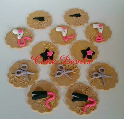 Hairdresser Cupcake Toppers, Hair Stylist Fondant Cupcake Toppers, Beautician Party