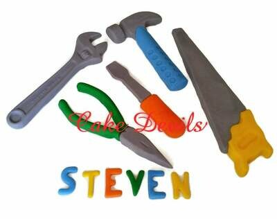 Tool Party Cake Toppers of Colorful Tools Cake Decorations,