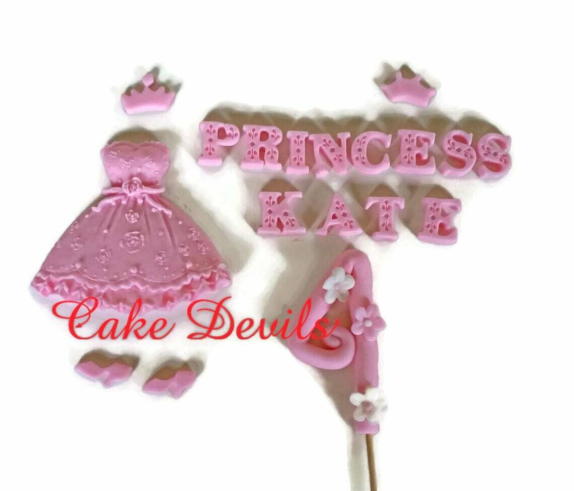 Princess Dress Cake Decorations, Fondant Princess Dress, Fondant crown, Fondant Shoes, Princess birthday party, Bridal Shower Cake, Birthday Cake