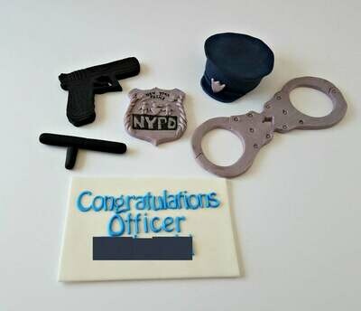 Police Officer Cake Decorations, Police Academy Graduation Fondant Cake Toppers, Police Retirement Cake Toppers