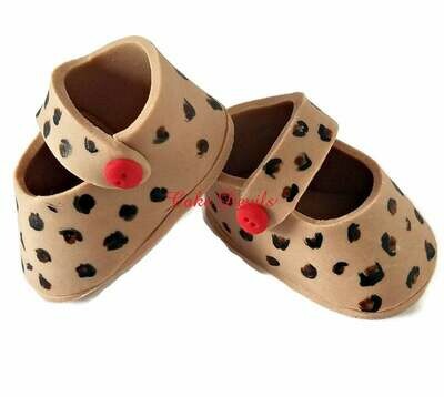 Leopard Print Fondant Baby Booties Baby Shower Cake Topper