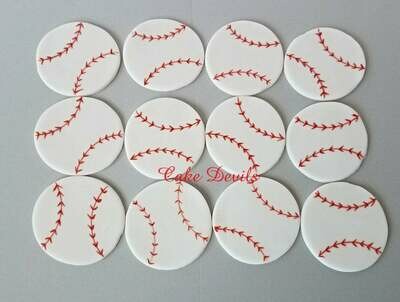 Fondant Baseball Cupcake Toppers, Baseball Cake Decorations