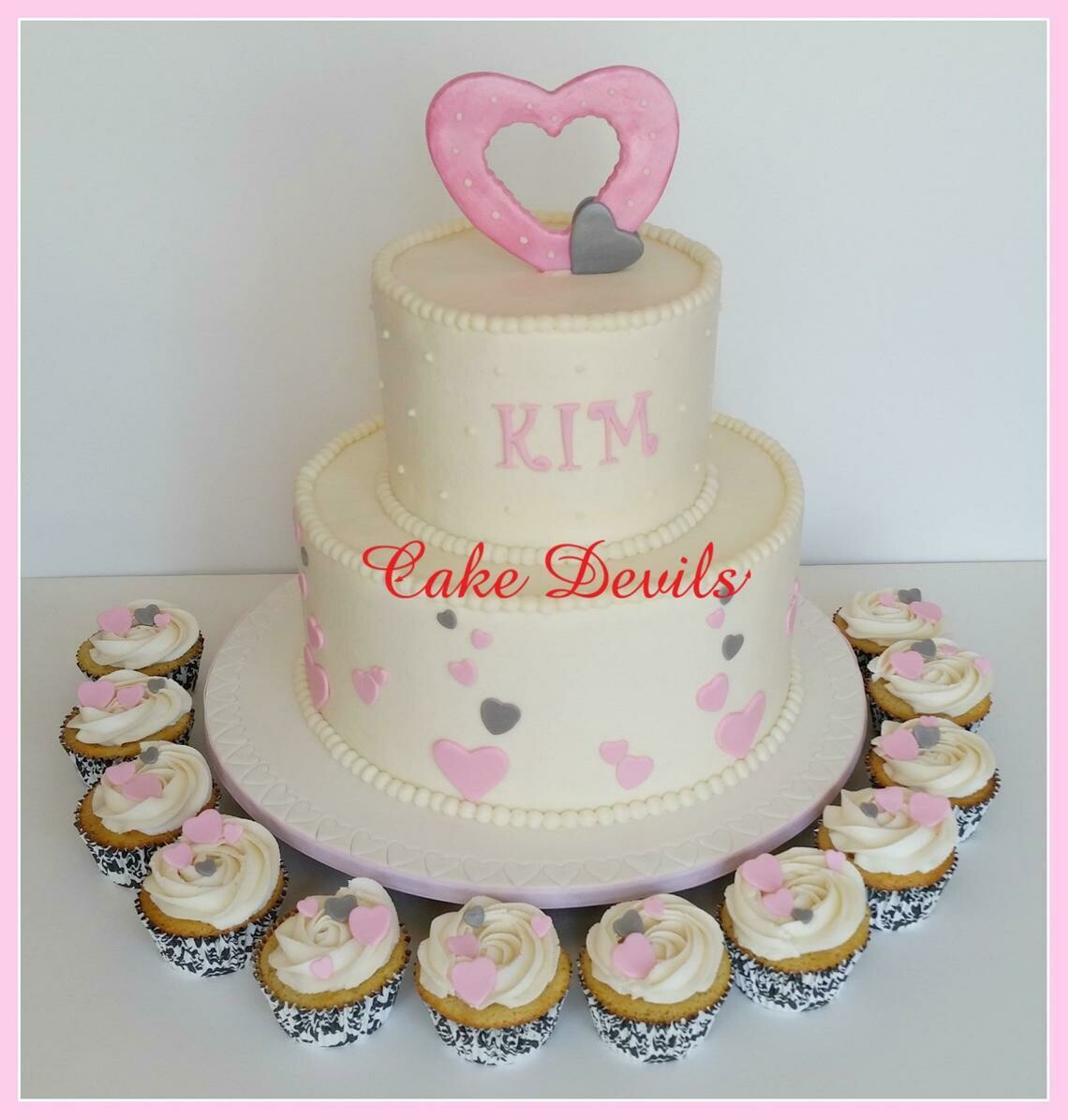 Heart Bridal Shower Cake / Cupcake Toppers