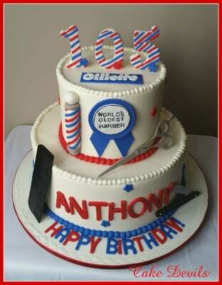 Barber Shop Cake Toppers, Fondant Comb &amp; Scissors Cake Toppers
