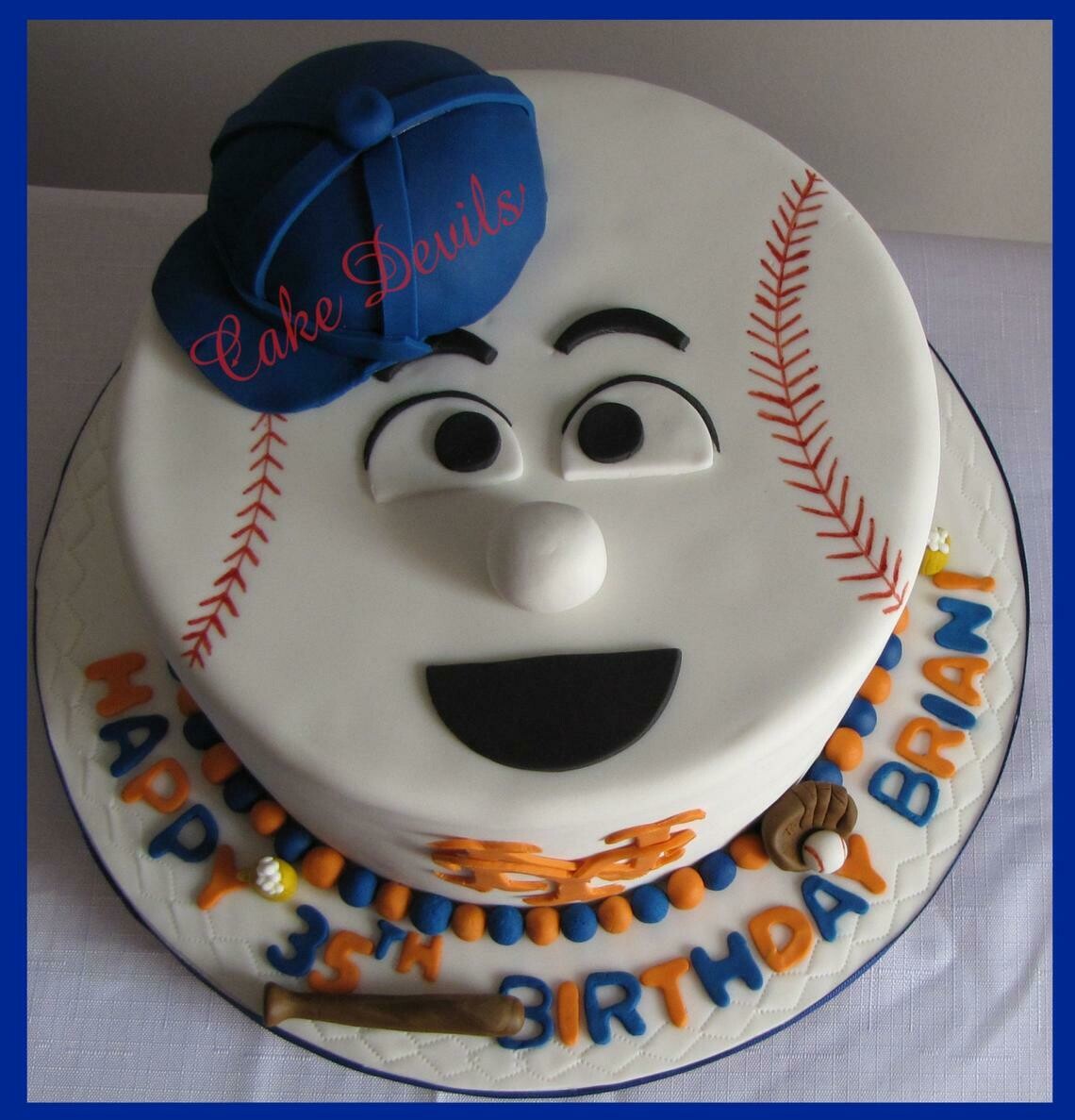 Baseball Face Cake Topper Kit and Baseball Cake Decorations, Mr Met cake