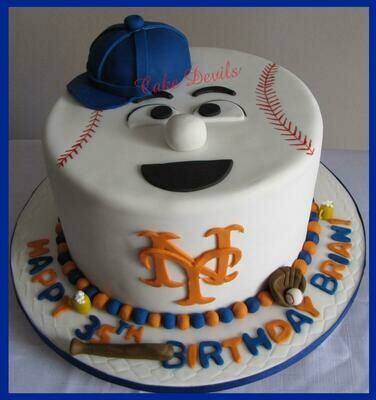 Baseball Face Cake Topper Kit and Baseball Cake Decorations, Mr Met cake