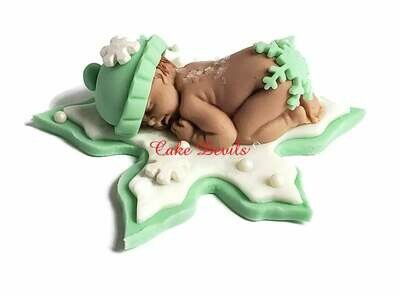 Fondant Snowflake Baby Shower Cake Topper, Blue or Pink Winter Baby