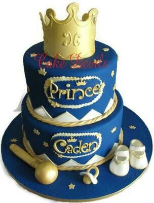 Prince Baby Shower Cake Topper Kit - Fondant Crown, Rattle, Pacifier