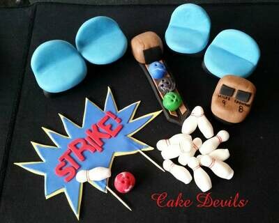Bowling theme cake topper kit with Seats and Ball Return