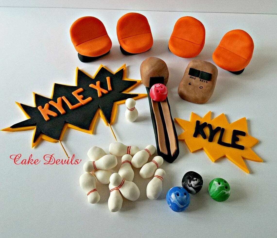 Bowling theme cake topper kit with Seats and Ball Return