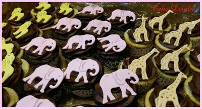 Lion, Elephant, and Giraffe fondant Cupcake Toppers