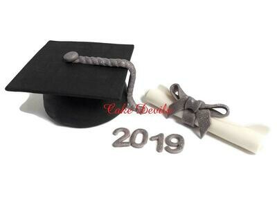 Graduation Cake Kit, Fondant Graduation Toppers, handmade edible, fondant, Graduation Cake Decorations, Cap and Diplomia