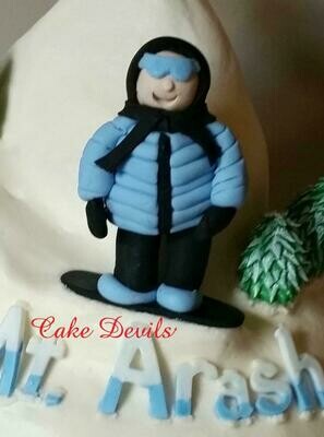 Snowboarder Fondant Cake Topper Kit, Snowboard Cake Decorations, Ski Cake Decorations, WInter Cake, Fondant trees, Handmade Edible
