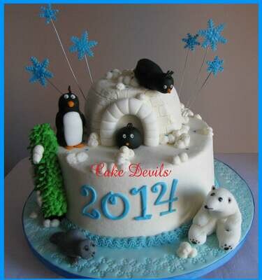 Winter Animal Fondant Cake Topper Kit, Penguin, Polar Bear, Baby Seal Cake Decorations, handmade edible, Igloo cake