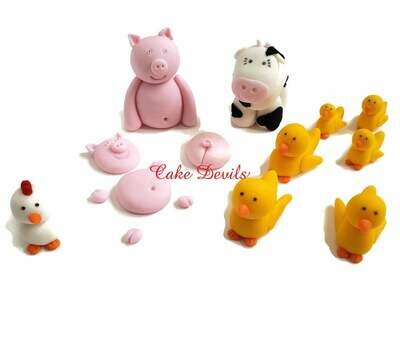 Barn Animal Fondant Cake Topper Kit, Farm Animal Cake Decorations, Barn Cake Decorations, Fondant, Handmade Edible