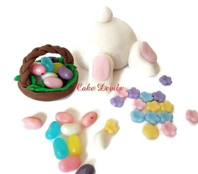 Easter Bunny Butt Cake Topper with Flowers