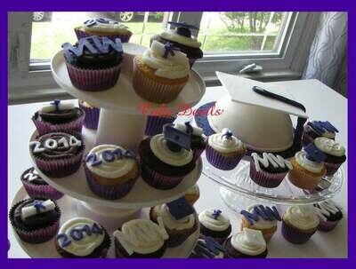 Fondant Graduation Cupcake Toppers, handmade edible Graduation Cap and Diploma