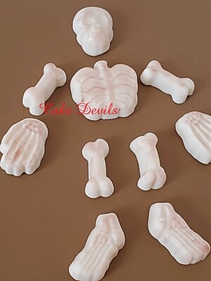 Fondant Skeleton Cake Topper, Handmade Edible Sugar Skull, unique Halloween Cake Decorations, Fondant Bones, X-Ray