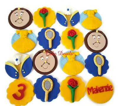 Fondant Beauty and the Beast Cupcake Toppers
