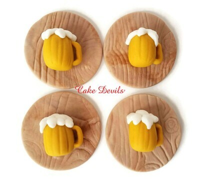 Beer Mug Fondant Cupcake Toppers, great for a birthday party or picnic!