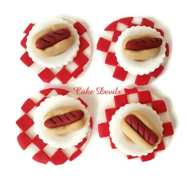 Hot Dog and Hamburger Fondant Cupcake Toppers, great for a birthday party or picnic!