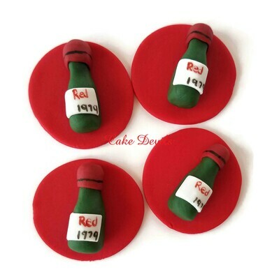 Wine Bottles Fondant Cupcake Toppers, great for a birthday party, dinner, or picnic!