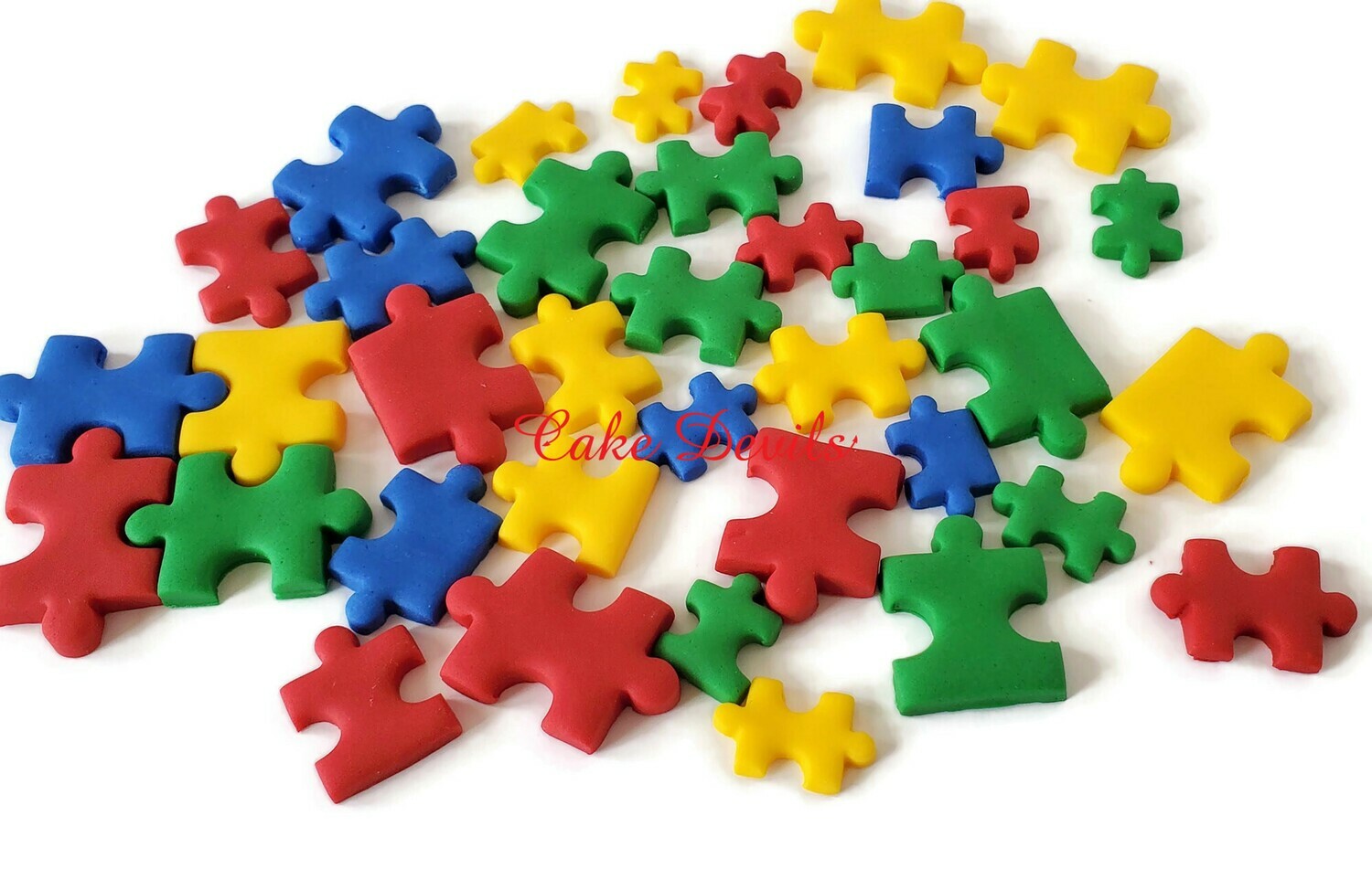 Puzzle Pieces Fondant Cake Decorations and Cupcake Toppers